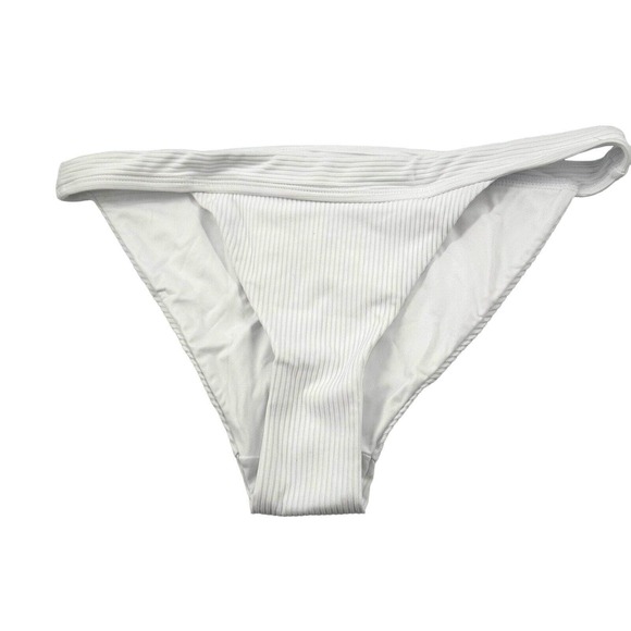 Andie Swim The Banded White Ribbed Cheeky Bottom Swim Bikini Separate Sz L - Picture 8 of 11